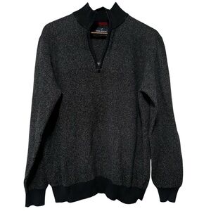 Daniel Hechter Charcoal & Black Textured Zip-Neck Sweater L